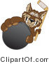 Vector Illustration of a Cartoon Wolf Mascot Grabbing a Hockey Puck by Mascot Junction