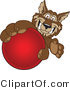 Vector Illustration of a Cartoon Wolf Mascot Grabbing a Red Ball by Mascot Junction