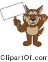 Vector Illustration of a Cartoon Wolf Mascot Holding a Blank Sign by Mascot Junction