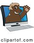 Vector Illustration of a Cartoon Wolverine Mascot Emerging from a Computer Screen by Mascot Junction