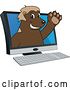 Vector Illustration of a Cartoon Wolverine Mascot Emerging from a Computer Screen by Toons4Biz