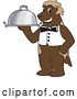 Vector Illustration of a Cartoon Wolverine Mascot Serving a Platter by Mascot Junction
