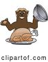 Vector Illustration of a Cartoon Wolverine Mascot Serving a Thanksgiving Turkey by Mascot Junction