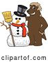 Vector Illustration of a Cartoon Wolverine Mascot with a Christmas Snowman by Mascot Junction