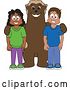 Vector Illustration of a Cartoon Wolverine Mascot with Students by Mascot Junction