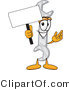Vector Illustration of a Cartoon Wrench Mascot Holding a Blank Sign by Mascot Junction