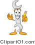 Vector Illustration of a Cartoon Wrench Mascot Holding a Pencil by Mascot Junction