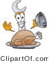 Vector Illustration of a Cartoon Wrench Mascot Serving a Thanksgiving Turkey on a Platter by Mascot Junction