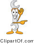 Vector Illustration of a Cartoon Wrench Mascot Waving and Pointing by Mascot Junction