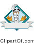 Vector Illustration of a Cartoon Wrench Mascot with a Blank White Label by Mascot Junction