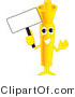 Vector Illustration of a Cartoon Yellow Highlighter Mascot Holding a Blank Sign by Mascot Junction