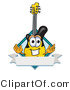 Vector Illustration of a Clipart Picture of a Guitar Mascot with a Blank Label by Toons4Biz