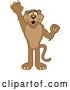 Vector Illustration of a Cougar School Mascot Raising a Hand to Volunteer or Lead, Symbolizing Responsibility by Toons4Biz