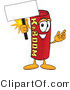Vector Illustration of a Dynamite Stick Mascot Holding a Blank Sign by Mascot Junction