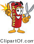 Vector Illustration of a Dynamite Stick Mascot Holding Scissors by Mascot Junction