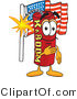 Vector Illustration of a Dynamite Stick Mascot Pledging Allegiance to the American Flag by Mascot Junction