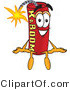 Vector Illustration of a Dynamite Stick Mascot Sitting by Mascot Junction