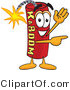 Vector Illustration of a Dynamite Stick Mascot Waving and Pointing by Mascot Junction
