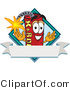 Vector Illustration of a Dynamite Stick Mascot with a Blank Ribbon Label by Mascot Junction