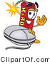 Vector Illustration of a Dynamite Stick Mascot with a Computer Mouse by Mascot Junction