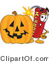 Vector Illustration of a Dynamite Stick Mascot with a Halloween Pumpkin by Mascot Junction