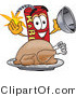 Vector Illustration of a Dynamite Stick Mascot with a Thanksgiving Turkey on a Platter by Mascot Junction