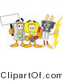 Vector Illustration of a Electric Plug Mascot with a Light Bulb and Electrical Switch by Mascot Junction