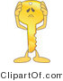 Vector Illustration of a Gold Cartoon Key Mascot Holding His Head by Mascot Junction
