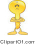 Vector Illustration of a Gold Cartoon Key Mascot Pouting by Mascot Junction