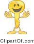 Vector Illustration of a Gold Cartoon Key Mascot Smiling by Mascot Junction