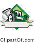 Vector Illustration of a Green Cartoon Lawn Mower Mascot on a Blank Label by Mascot Junction