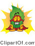 Vector Illustration of a Green Leaf Mascot Dressed As a Super Hero by Mascot Junction