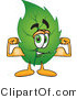 Vector Illustration of a Green Leaf Mascot Flexing His Strong Arm Muscles by Mascot Junction