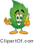 Vector Illustration of a Green Leaf Mascot Holding a Pencil by Mascot Junction