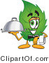 Vector Illustration of a Green Leaf Mascot Holding a Serving Platter by Mascot Junction