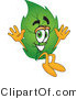 Vector Illustration of a Green Leaf Mascot Jumping by Mascot Junction