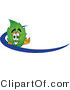 Vector Illustration of a Green Leaf Mascot Logo with a Blue Dash by Mascot Junction