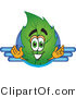 Vector Illustration of a Green Leaf Mascot Logo with Blue Lines by Mascot Junction