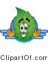 Vector Illustration of a Green Leaf Mascot Logo with Blue Lines by Toons4Biz