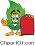 Vector Illustration of a Green Leaf Mascot Red Clearance Sales Price Tag by Toons4Biz