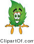 Vector Illustration of a Green Leaf Mascot Sitting by Mascot Junction