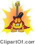 Vector Illustration of a Guitar Mascot Dressed As a Super Hero by Mascot Junction