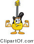 Vector Illustration of a Guitar Mascot Flexing His Arm Muscles by Mascot Junction