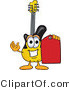 Vector Illustration of a Guitar Mascot Holding a Red Sales Price Tag by Mascot Junction