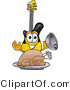 Vector Illustration of a Guitar Mascot Serving a Thanksgiving Turkey on a Platter by Toons4Biz