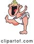 Vector Illustration of a Happy Cartoon Baby Blond Boy Mascot in a Diaper, Learning to Walk by Mascot Junction