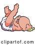 Vector Illustration of a Happy Cartoon Baby Blond Boy Mascot in a Diaper, Resting on His Back by Mascot Junction