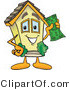 Vector Illustration of a Happy Cartoon Home Mascot Holding Cash Money by Mascot Junction