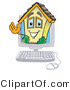 Vector Illustration of a Happy Cartoon Home Mascot on a Computer Screen by Toons4Biz