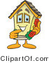 Vector Illustration of a Happy Cartoon Home Mascot with Phone by Toons4Biz